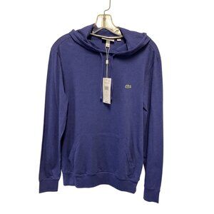 Lacoste Mens Regular Fit Blue Hoodie With Iconic Crocodile Logo Size S Cotton Bl